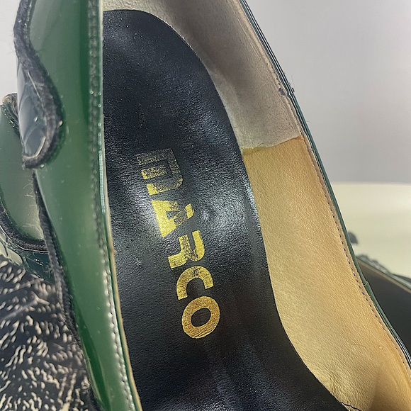 🖤 Vintage 🖤 1980s Marco Dark Forest Green Patent Leather Crocodile Heels - Picture 3 of 11